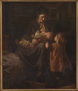 Kunstnerens hustru med to børn