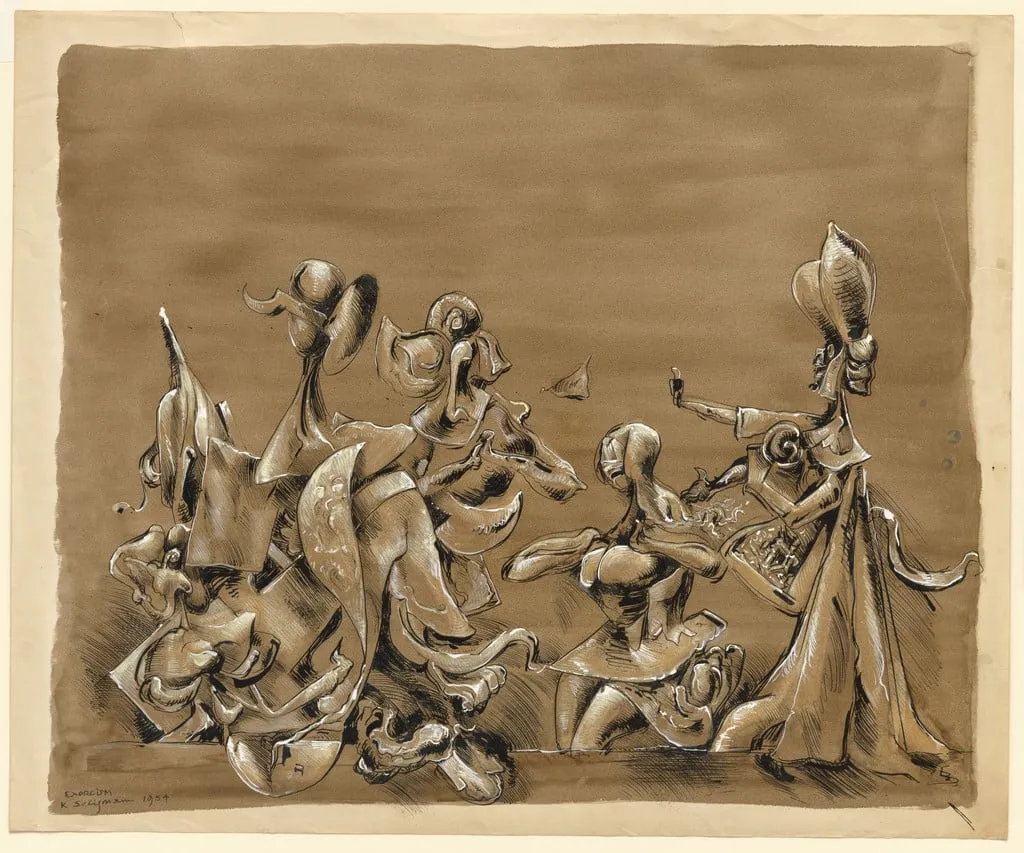 Untitled, by Kurt Seligmann, gouache, 1954