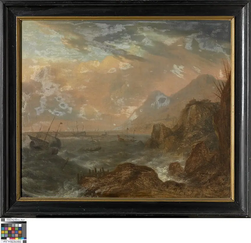 Kustlandschap bij storm