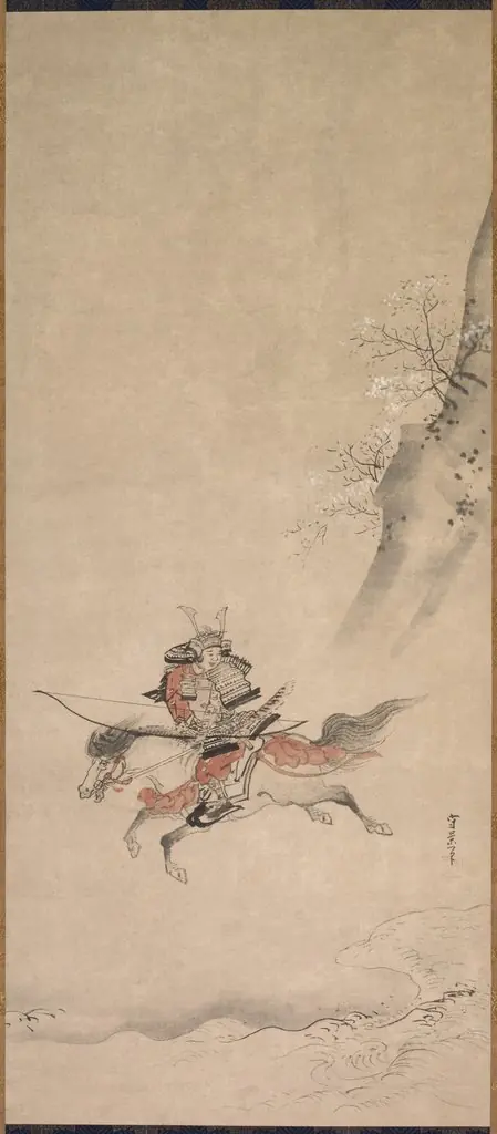 A Samurai on Horseback, by Kusumi Morikage