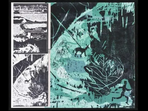 Two Landscapes on Kimono Pattern, by Kyoko Sugai