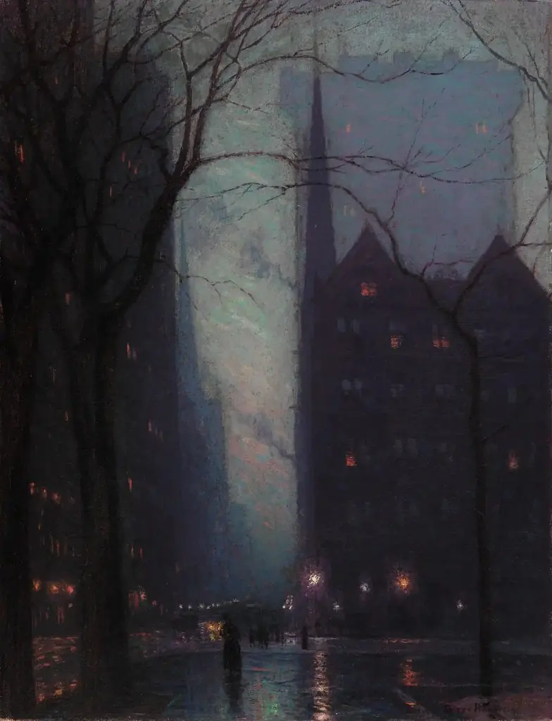 Fifth Avenue at Twilight, by L. Birge Harrison