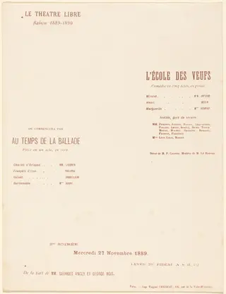 L'École des veufs; Au Temps de la ballade