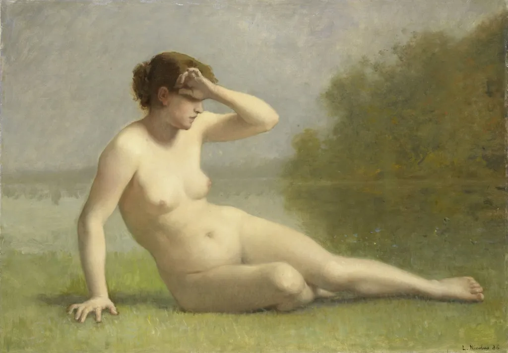 Nymph, by L. Nicolas, oil, 1894