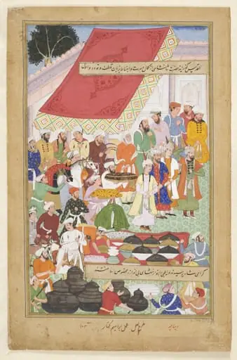 Akbar Receives the Iranian Ambassador Sayyid Beg in 1562, by La'l