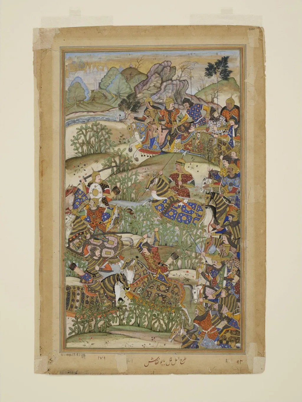 Battle of Sarnal in Gujarat, by La'l, paint, 1592