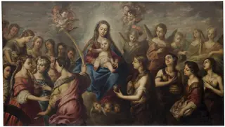La Virgen con santos y ángeles, by Pedro Atanasio Bocanegra