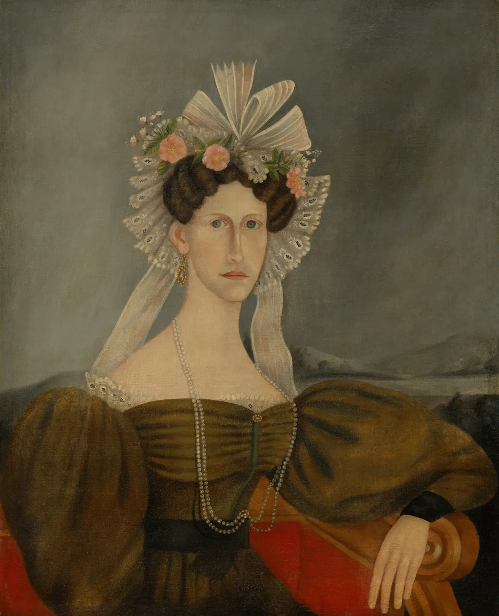 Lady Wearing Pearls, oil, 1830