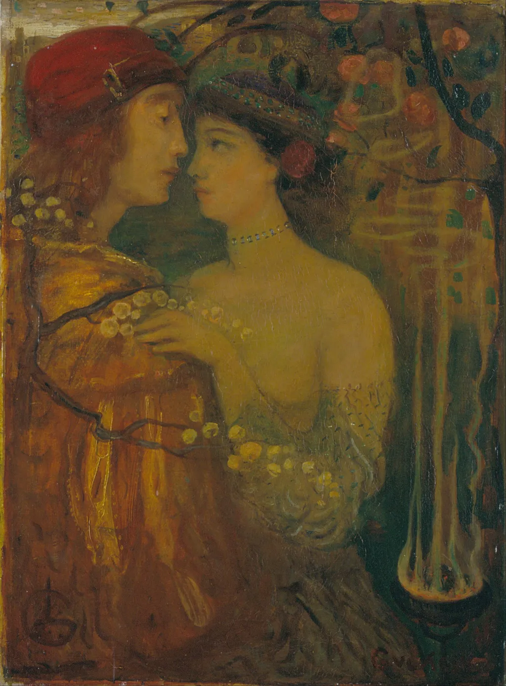 The garden of the magician, by Lajos Gulácsy, oil, 1906