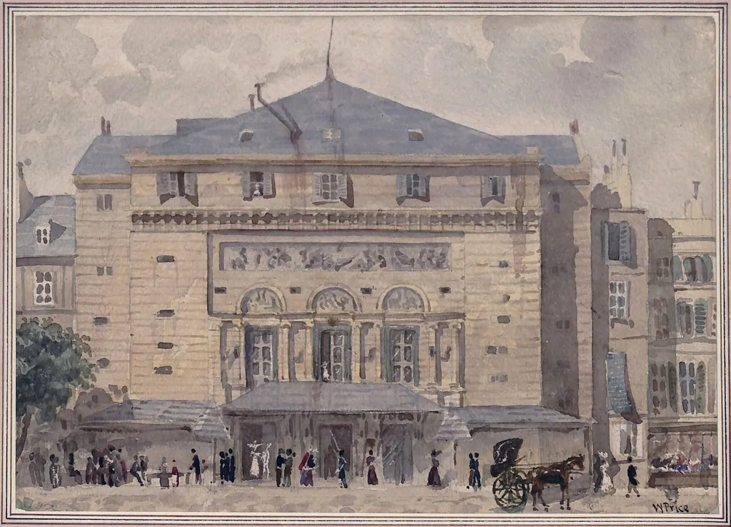 Theatre de la Porte St Martin, by Lake Price, watercolor, 1850