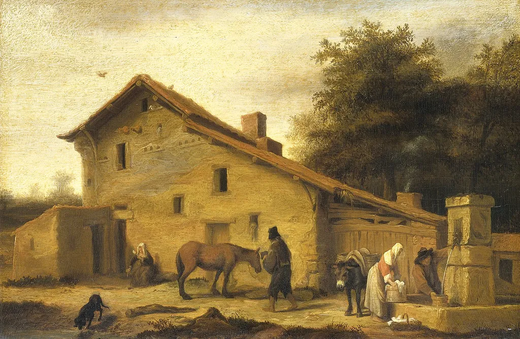 An inn in the neighborhood of Nantes, by Lambert Doomer, oil, 1650