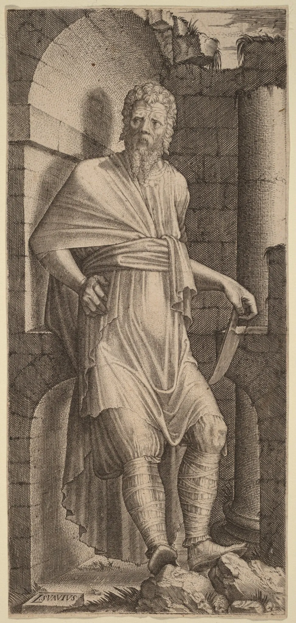 Saint Bartholomew, by Lambert Suavius, ink, 1548