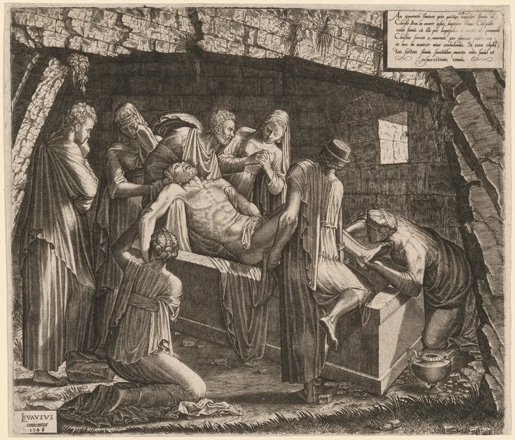 The Entombment, by Lambert Suavius, ink, 1548