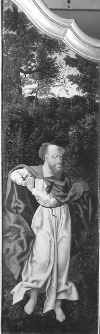 Lamentation triptych: St. Matthew On reverse: Maria of the Annunciation