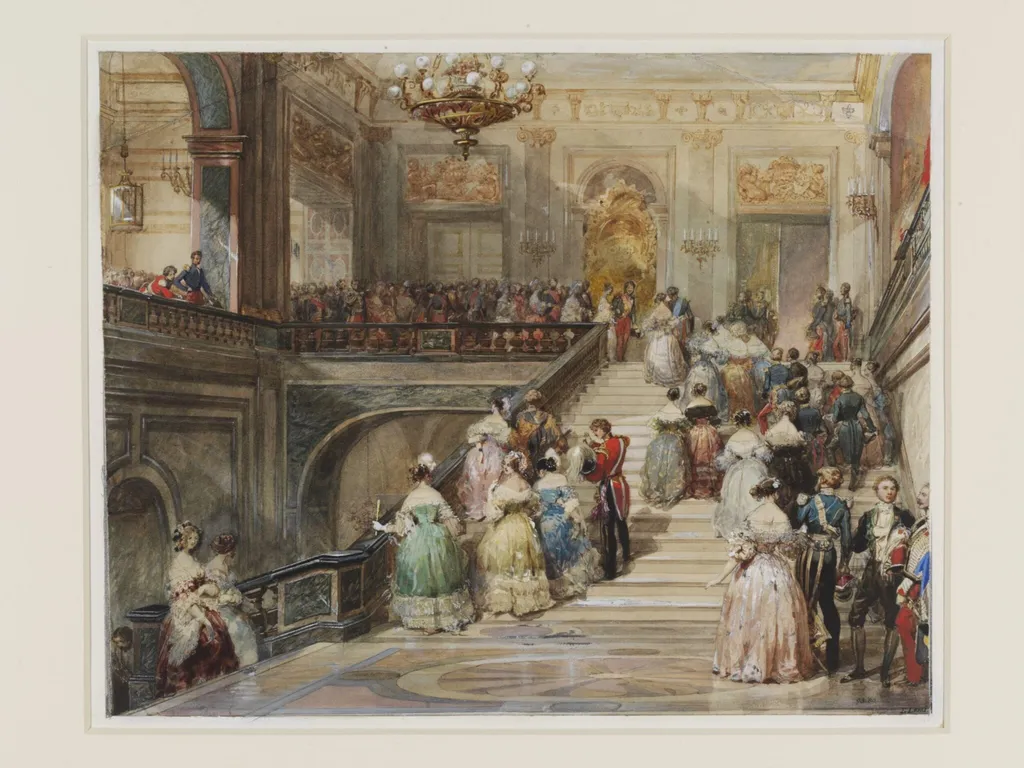 Fete at the Chateau de Versailles in 1837, by Lami, watercolor, 1850