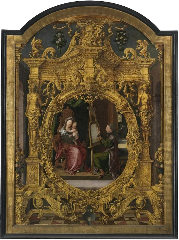 Saint Luke painting the Madonna, by Lancelot Blondeel, oil, 1545
