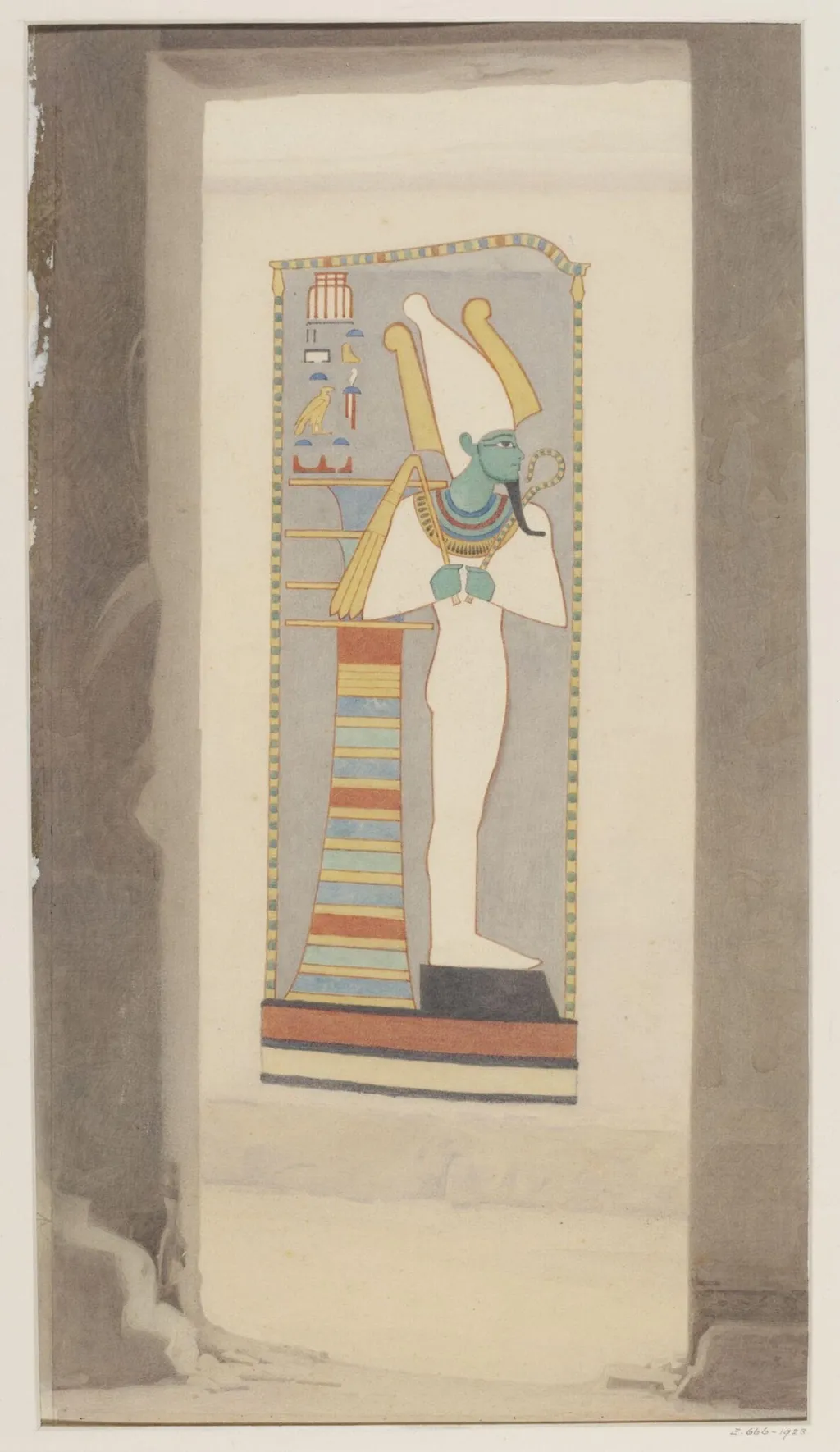 Osiris carrying a flail and crook, by Lancelot Crane, 1950