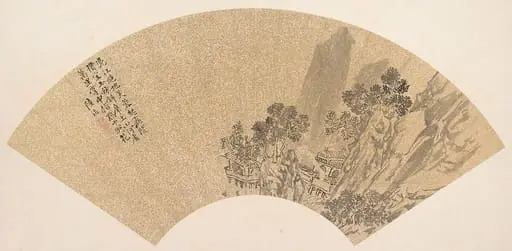 明   佚名   倣陸治   山水   扇|Landscape