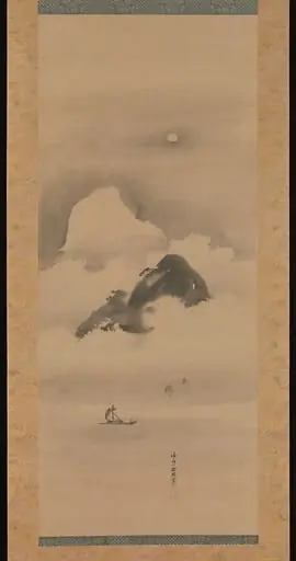 狩野探幽筆　月夜山水図|Landscape in Moonlight