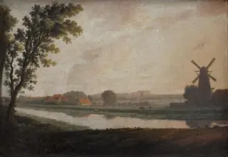 Landscape outside Copenhagen with Frederiksberg Church and Palace in the Distance
