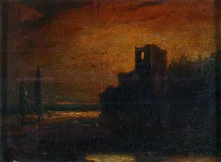 Landscape with a Ruined Tower, Sunset