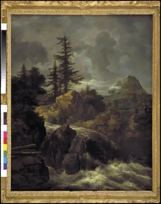 Landscape with a Waterfall and a Hut