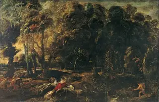 Landscape with Atalanta and Meleager pursuing the Calydonian boar (Ovid, Metamorphoses, VIII, 229-237)
