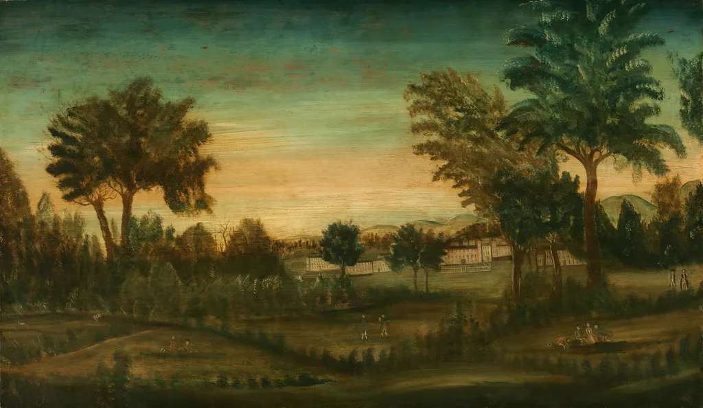Landscape with Buildings, oil, 1750