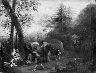 Landscape with Cattle, the Shepherdess Milking the Cow