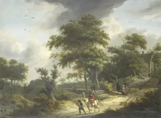Landscape with falconer, by Roelof Jansz van Vries