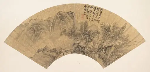 明   謝時臣 隱居圖  扇面|Landscape with Figure