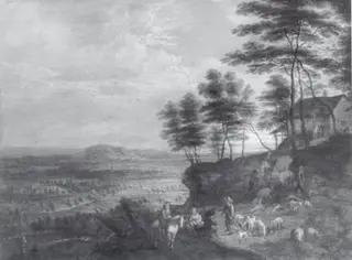 Landscape with Herd of Cattle before a Panoramic View