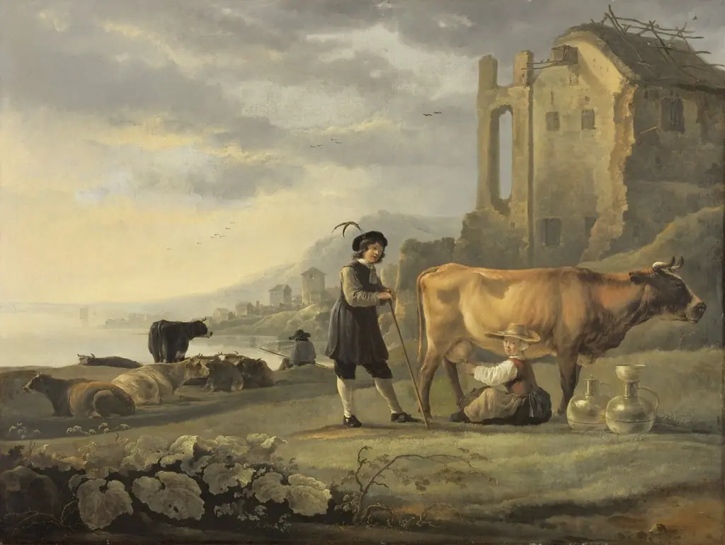 Landscape with Maid Milking a Cow