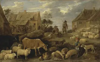Landscape with shepherds and a flock, by David Teniers the Younger