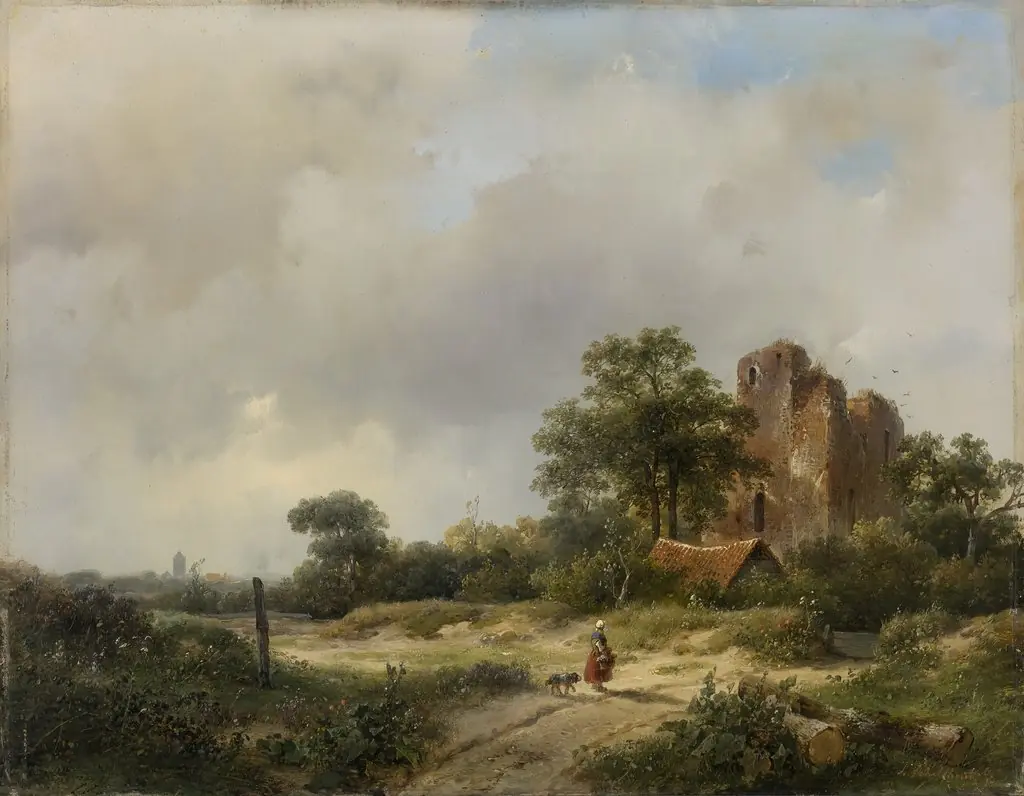 Landscape with the ruins of Castle Brederode in Santpoort