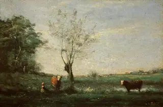 Landscape with Two Cows