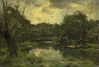 Landschap met schuit