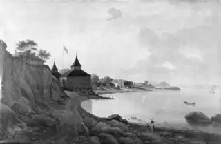 Landskab ved en bugt. Parti fra "Alexandria" ved Vedbæk