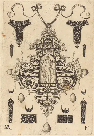 Large Pendant, Justice Standing at Centre
