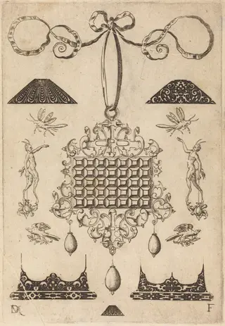 Large Pendant with Square with 35 Flat Stones