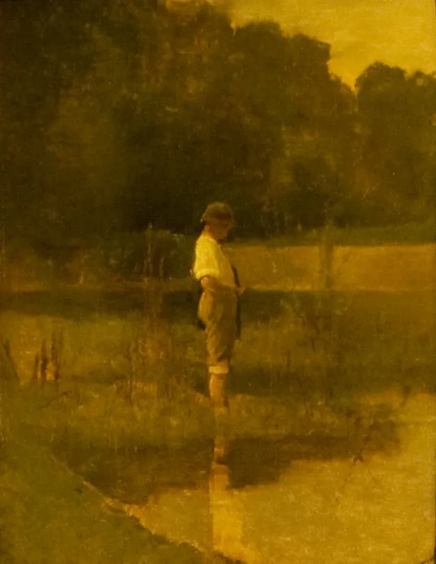 Angling Boy, by László Mednyánszky, oil, 1896