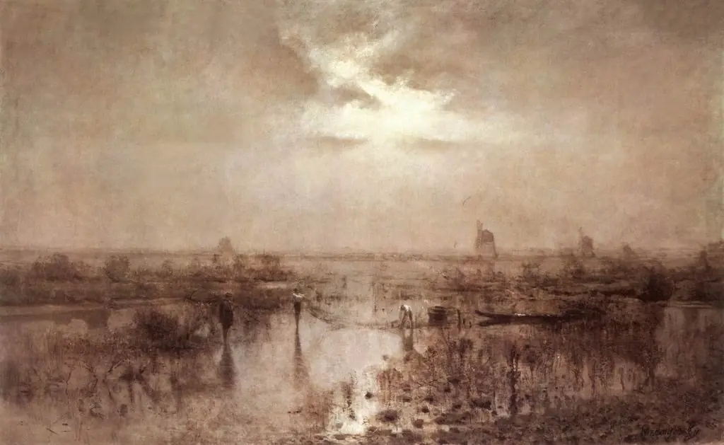 Fishing by the River Tisza, by László Mednyánszky