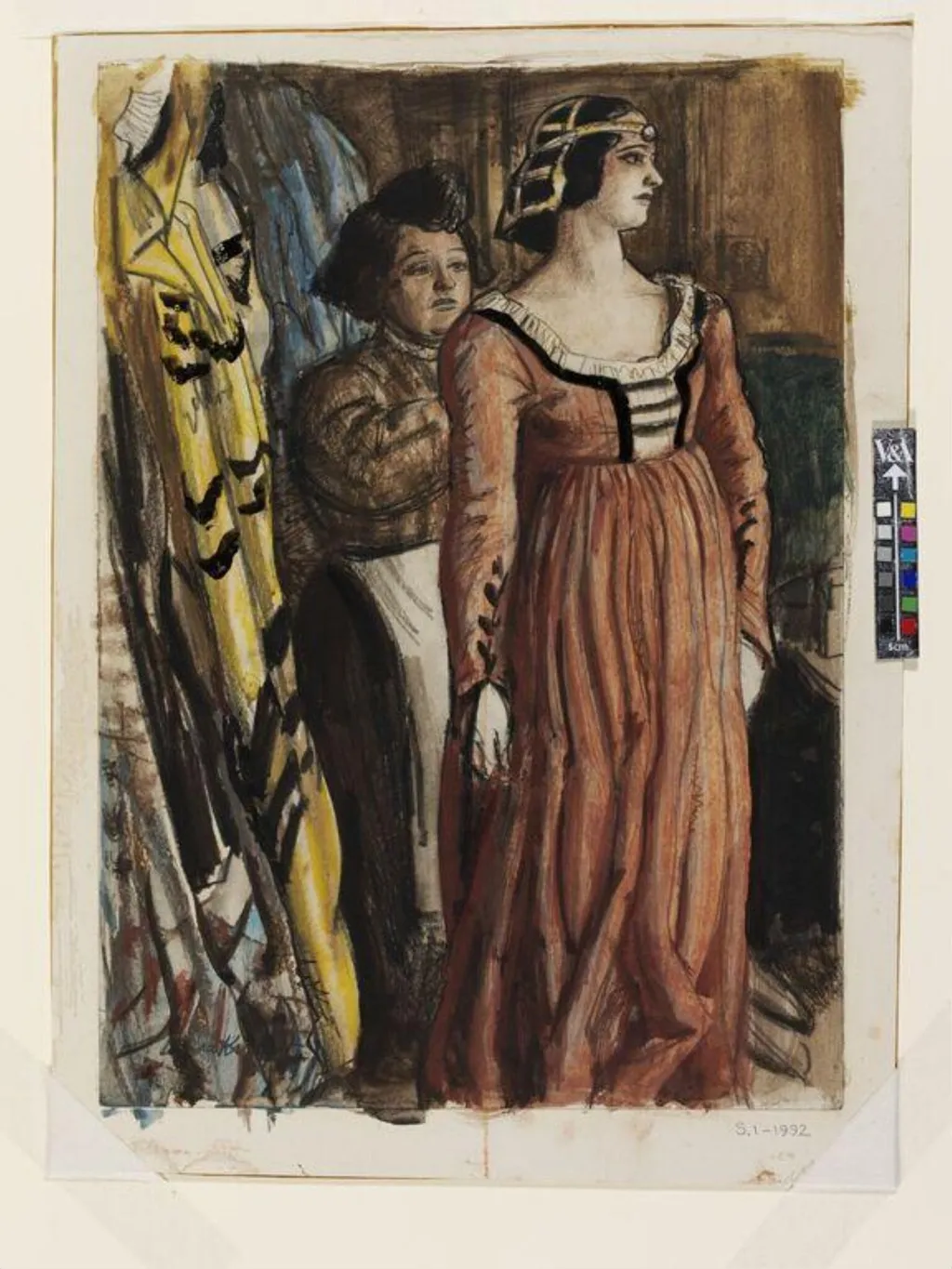 Fastening her Dress, by Laura Knight, paint, 1924