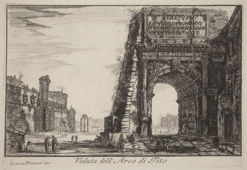 Veduta dell'Arco di Tito (View of the Arch of Titus), by Laura Piranesi, ink, 1784