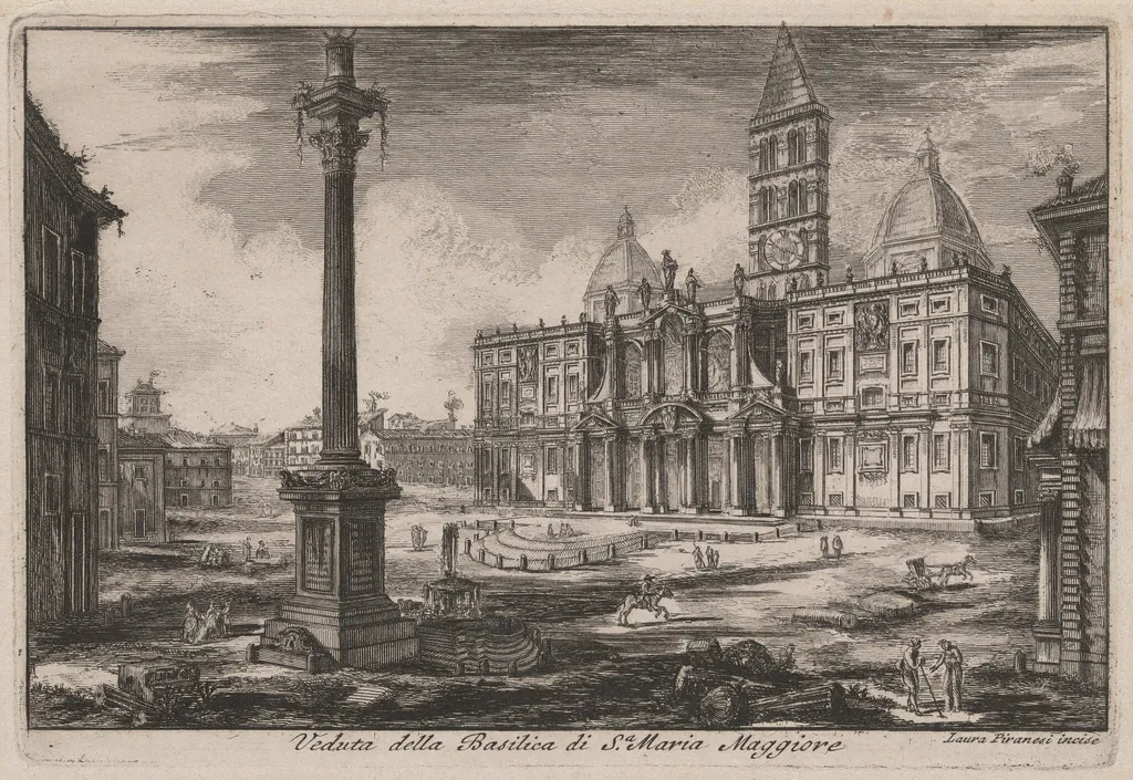Veduta della Basilica di Santa Maria Maggiore (View of the Basilica of Santa Maria Maggiore), by Laura Piranesi, ink, 1784