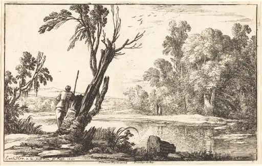 A Man Gazing across a Still Pond, by Laurent de La Hyre