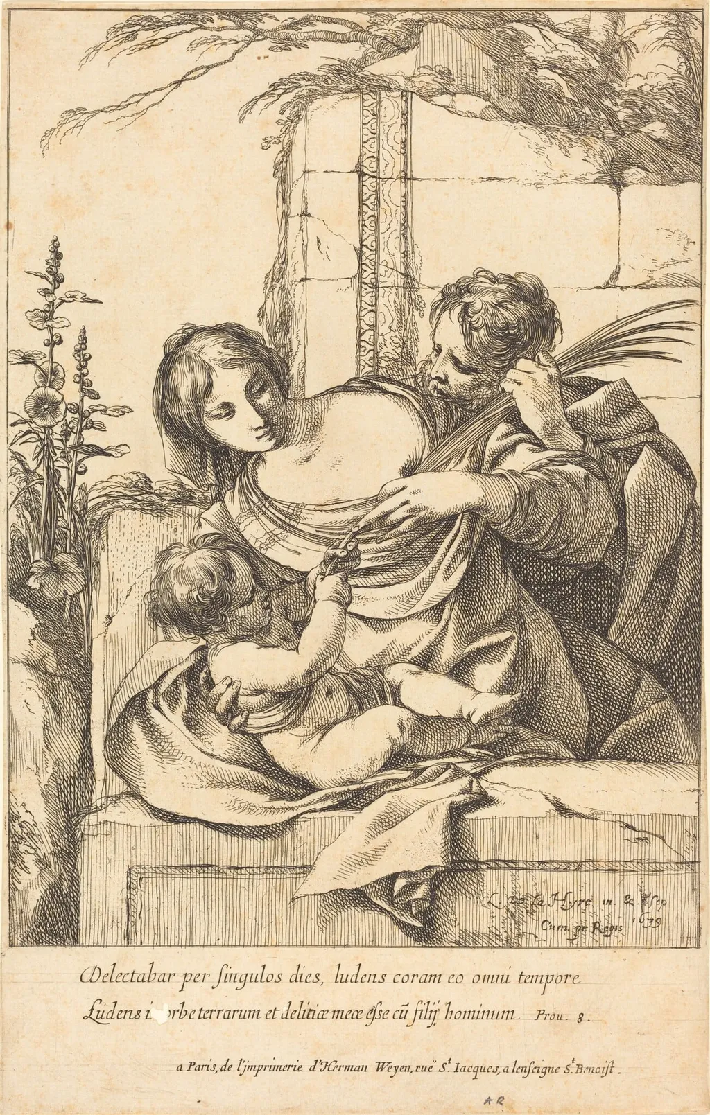 The Holy Family, by Laurent de La Hyre, ink, 1639