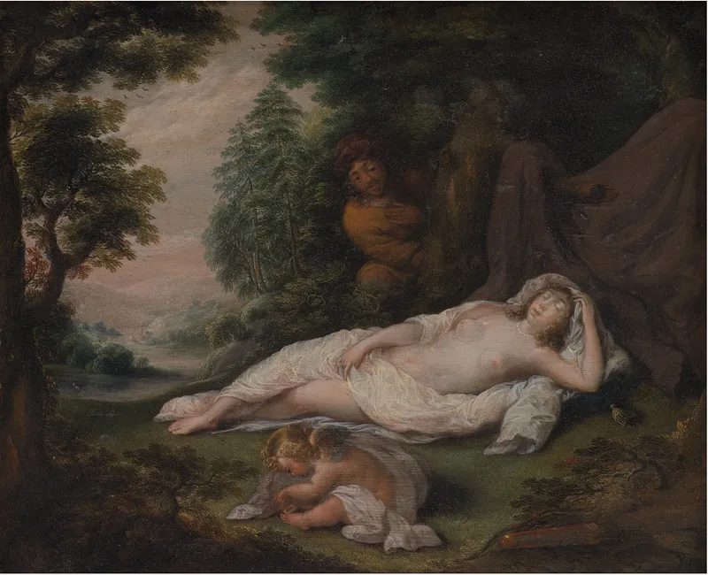 Sleeping Nymph Watched by a Man, by Laurentius de Neter, unspecified, 1649