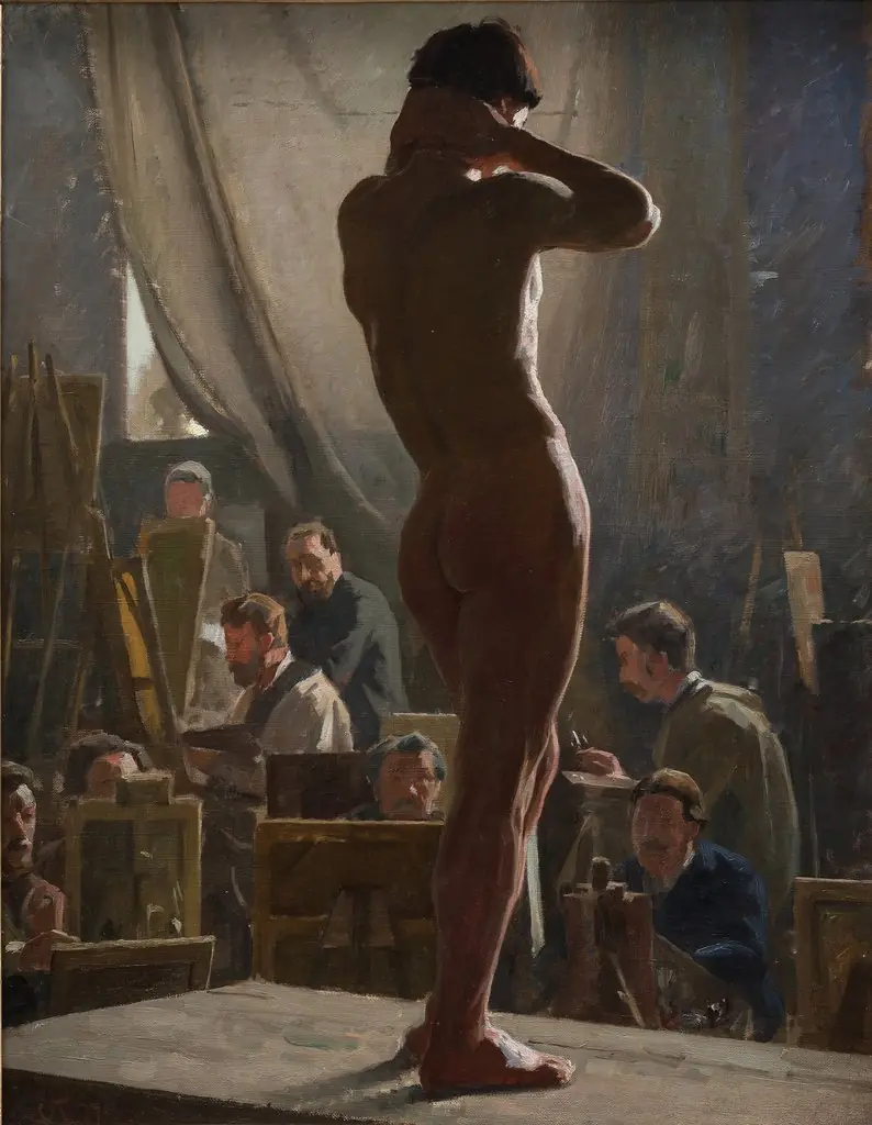 Male Nude in the Studio of Bonnat, by Laurits Tuxen