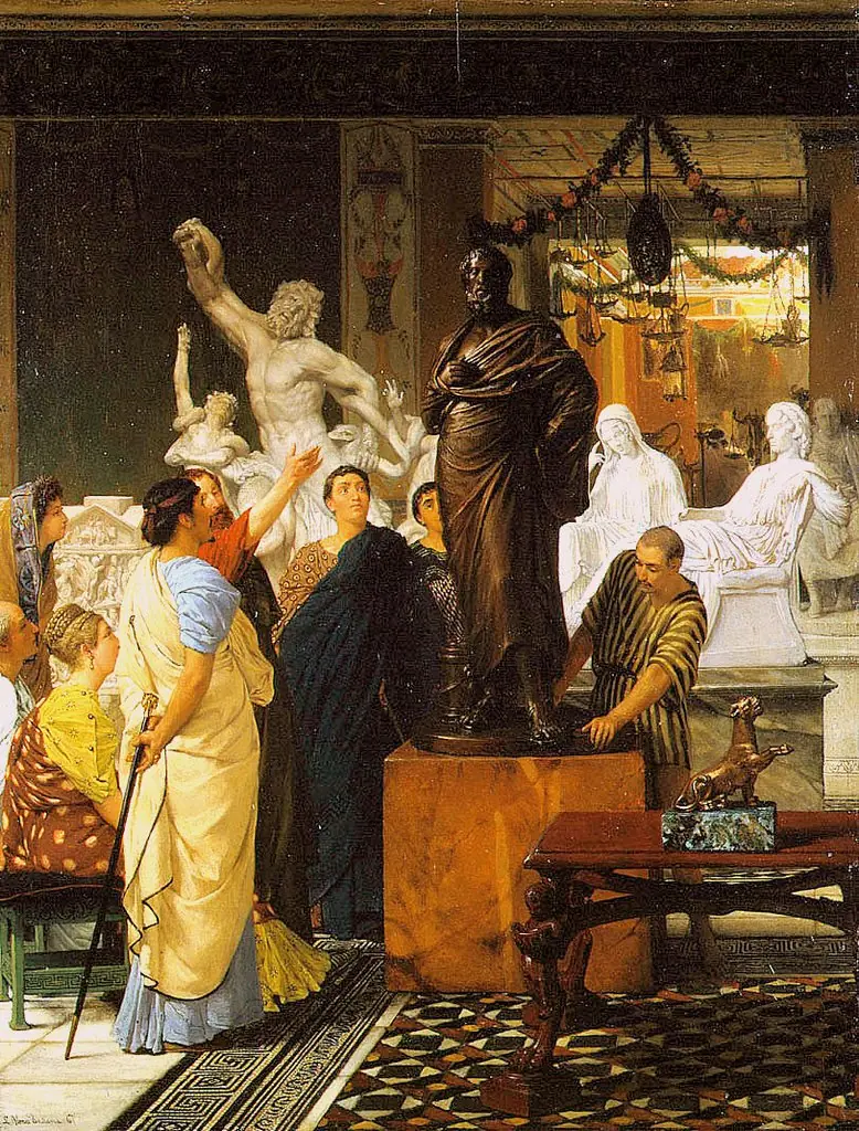 A Sculpture Gallery in Rome at the Time of Agrippa, by Lawrence Alma-Tadema